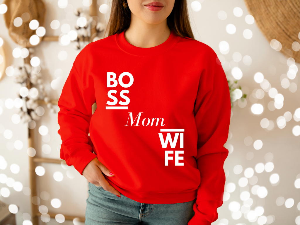 Mom Boss Wife Sweatshirt Sweatshirt Silver Birch Gifts