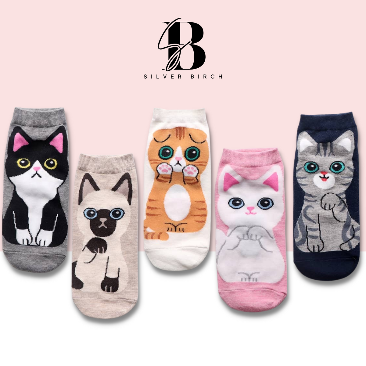 Women's 5-Pk Cat Ankle Socks - Love4PetPaws