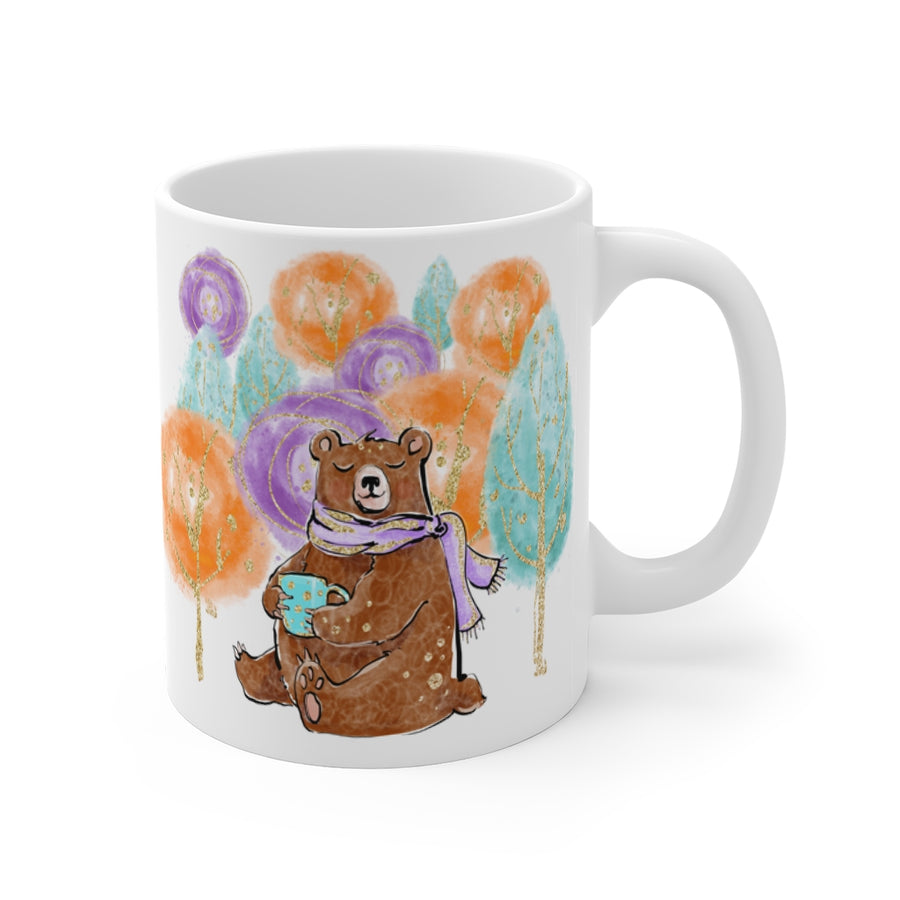 Personalized Bear Fall mug - Silver Birch