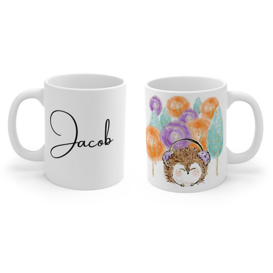 Personalized Hedgehog Fall mug - Silver Birch