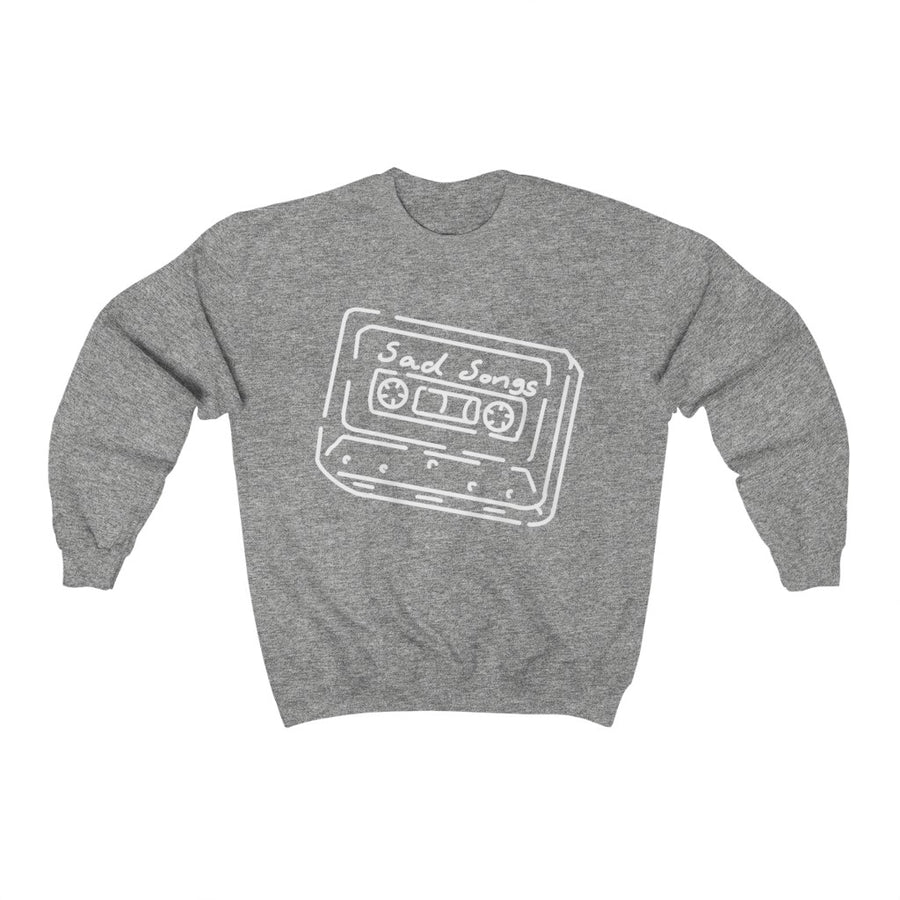 Sad Songs Sweatshirt - Unisex Crewneck Sweatshirt - audio book fans - Music - cassette - vintage