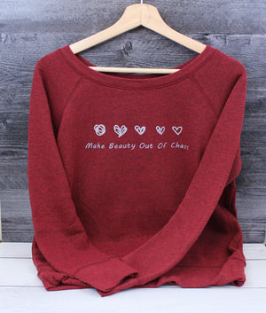 Beauty of Chaos Gift Set - Ladies' Red Sponge Fleece - Wide Neck Sweatshirt