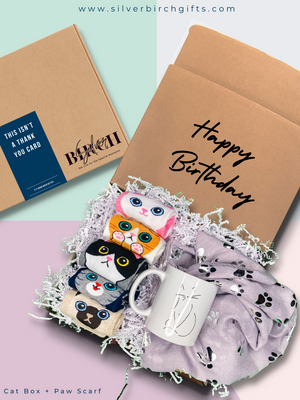 Meowzing Cat Socks Gift Box | Cat Scarf & Mug Set