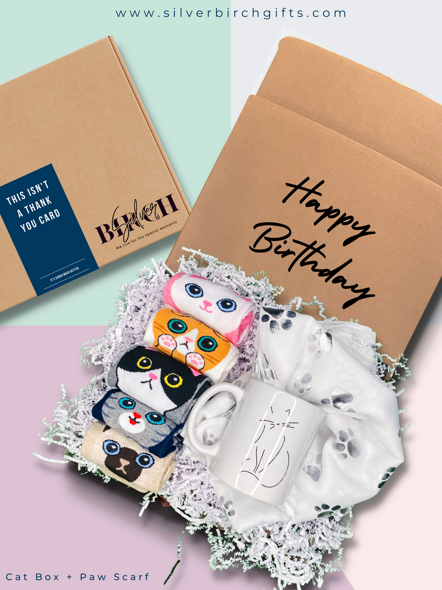 Meowzing Cat Socks Gift Box | Cat Scarf & Mug Set