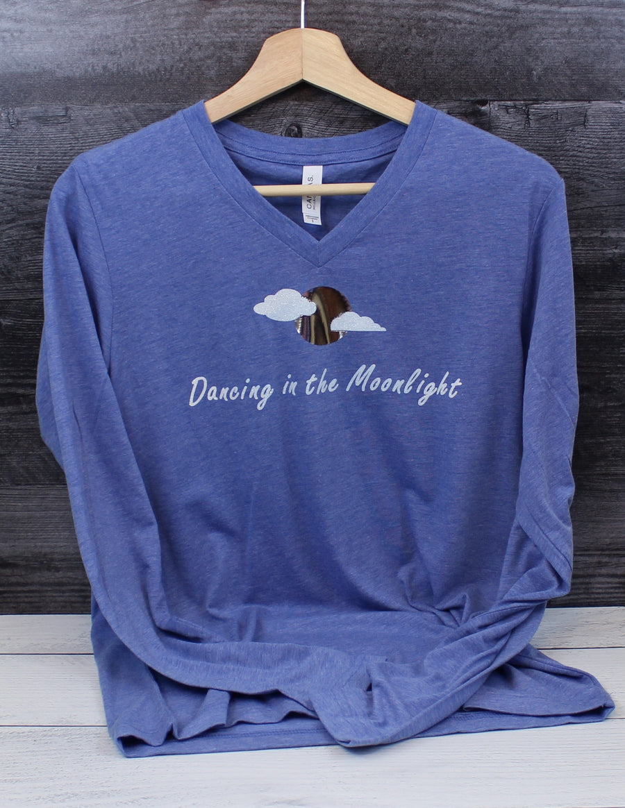 Dancing in the Moonlight Gift Box - Unisex Blue Triblend Long Sleeved Tee - V Neck