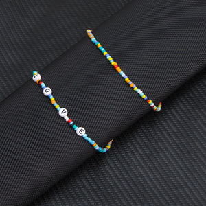 L O V E Rainbow Necklace | Bead Necklace | Flower Pendant | Boho Flower Necklace