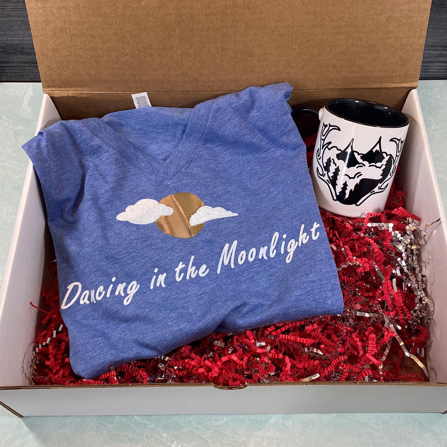 Dancing in the Moonlight Gift Box - Unisex Blue Triblend Long Sleeved Tee - V Neck