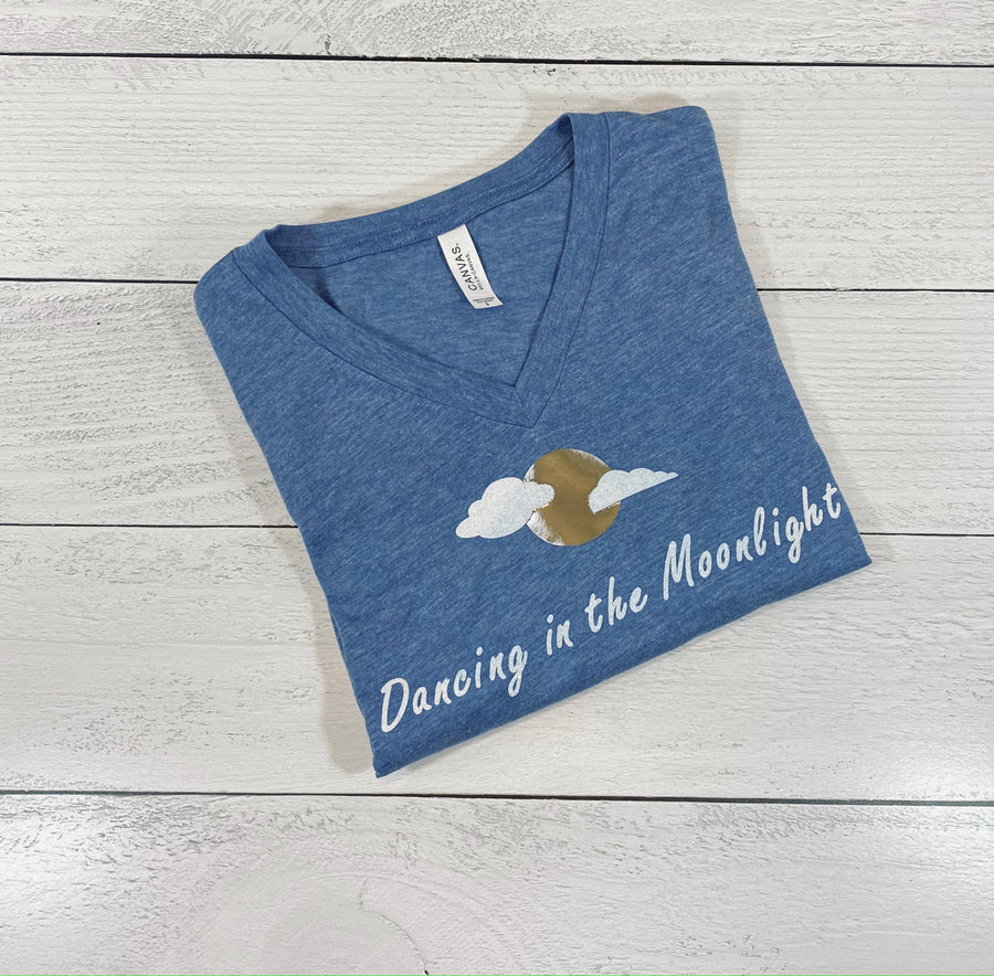 Dancing in the Moonlight Gift Box - Unisex Blue Triblend Long Sleeved Tee - V Neck