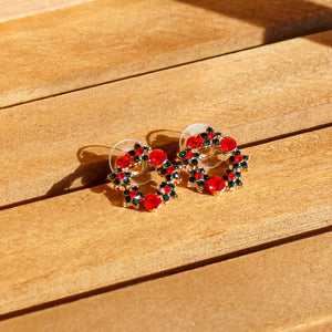 Red and Black Wreath Earrings | Stud Earrings
