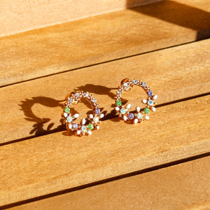 Multicolored Flower Wreath Earrings | Stud Earrings