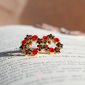 Red and Black Wreath Earrings | Stud Earrings