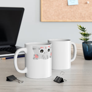 Grey Striped Upside Down Cat mug - Cat mugs - coffee mug - gifts for coffee lovers - christmas gifts - Birthday ideas - Cat mom