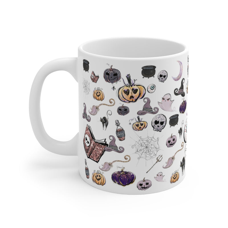 Halloween icons mug - Silver Birch