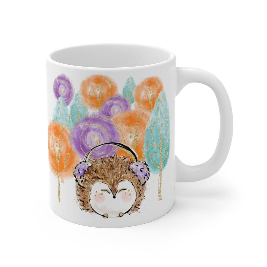 Personalized Hedgehog Fall mug - Silver Birch