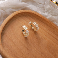 White Flower Hoop Earrings | Stud Earrings