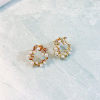 Gold and Pearl Wreath Earrings | Stud Earrings